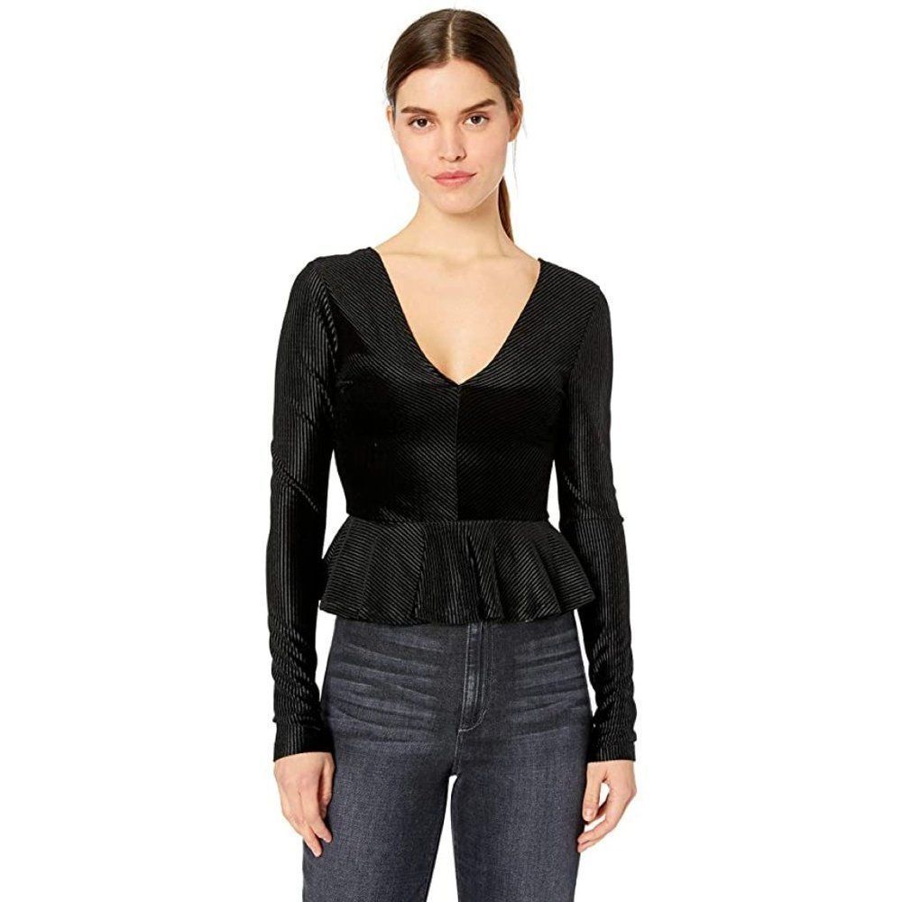 BCBGeneration Peplum Long Sleeve Knit Top Velvet